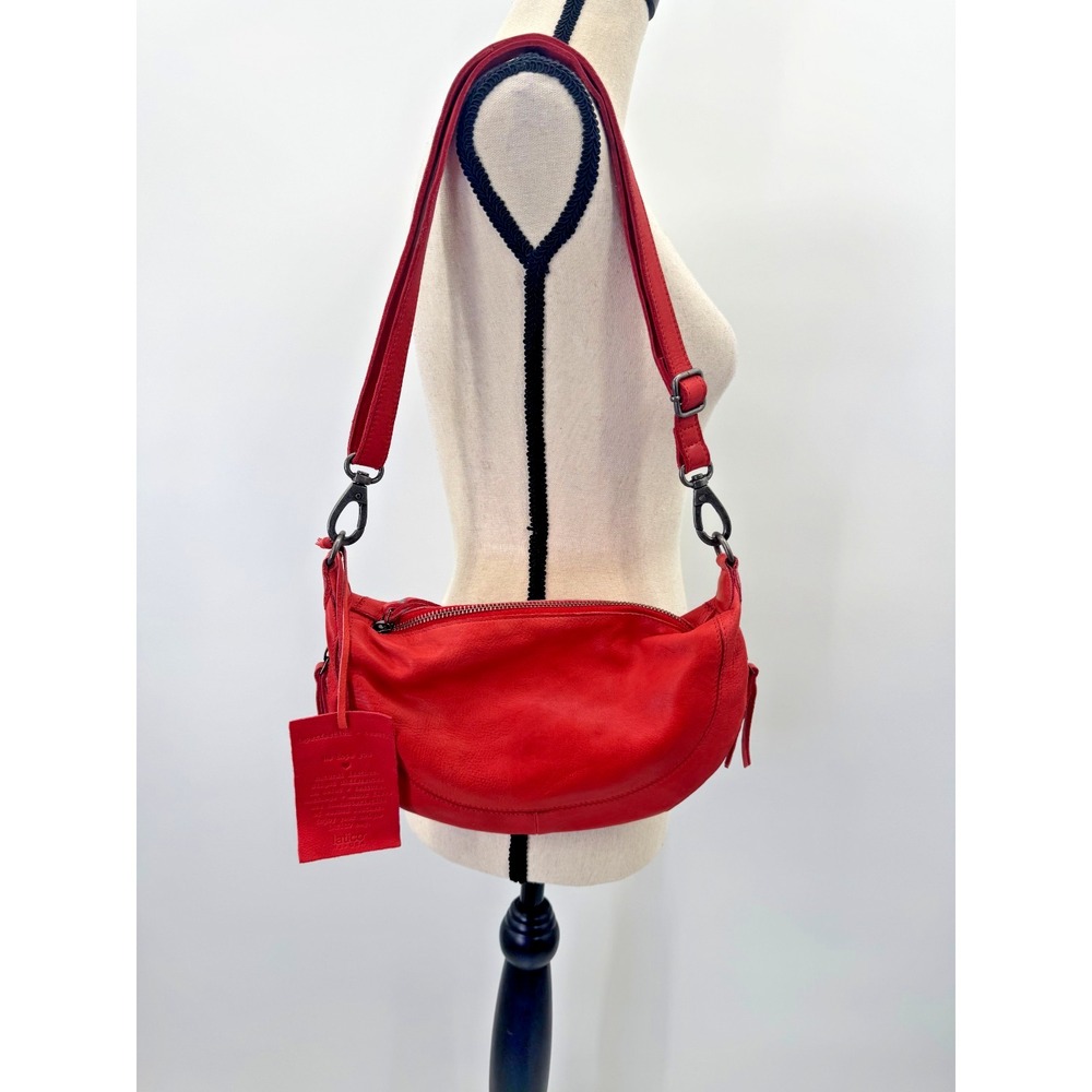 Latico Red Washed Leather Boho Crosby Callie Sling Shoulder Crossbody Bag Adjust